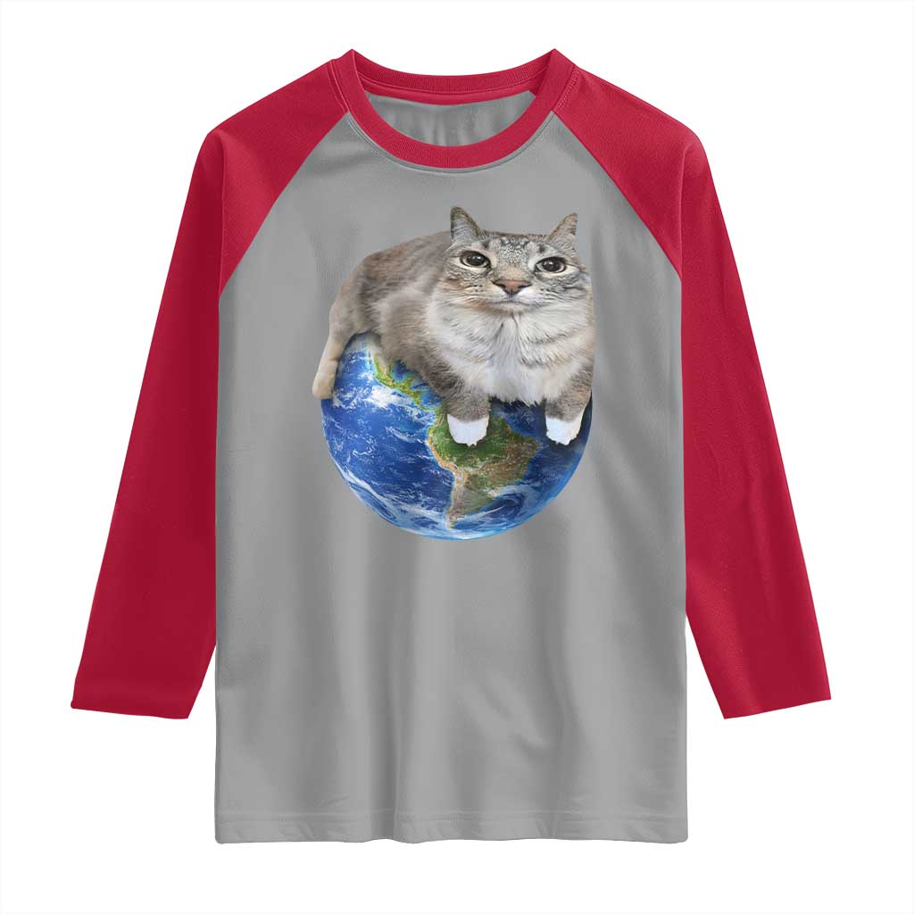 Earth Cat Silly Cat Meme Raglan Shirt