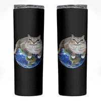 Earth Cat Silly Cat Meme Skinny Tumbler