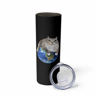 Earth Cat Silly Cat Meme Skinny Tumbler