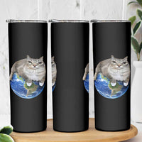 Earth Cat Silly Cat Meme Skinny Tumbler