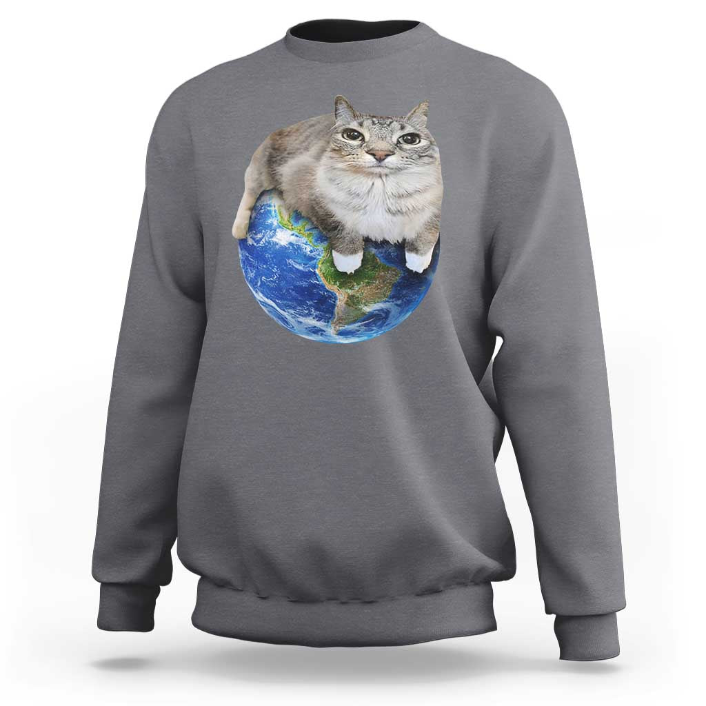 Earth Cat Silly Cat Meme Sweatshirt