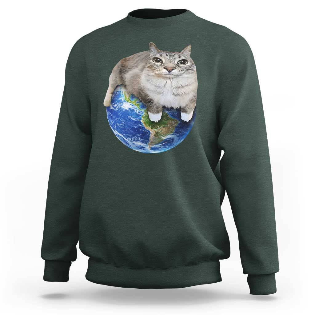 Earth Cat Silly Cat Meme Sweatshirt