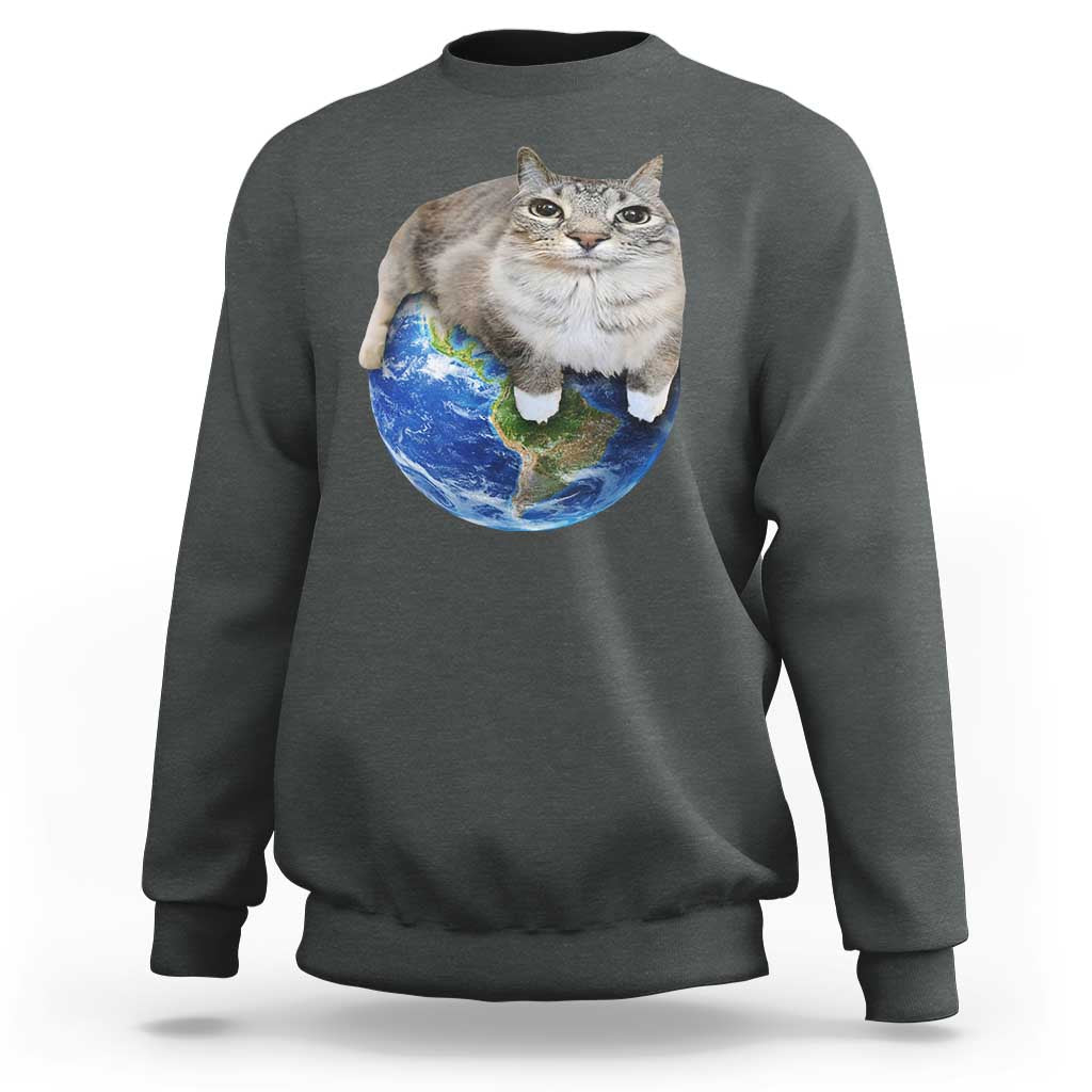 Earth Cat Silly Cat Meme Sweatshirt