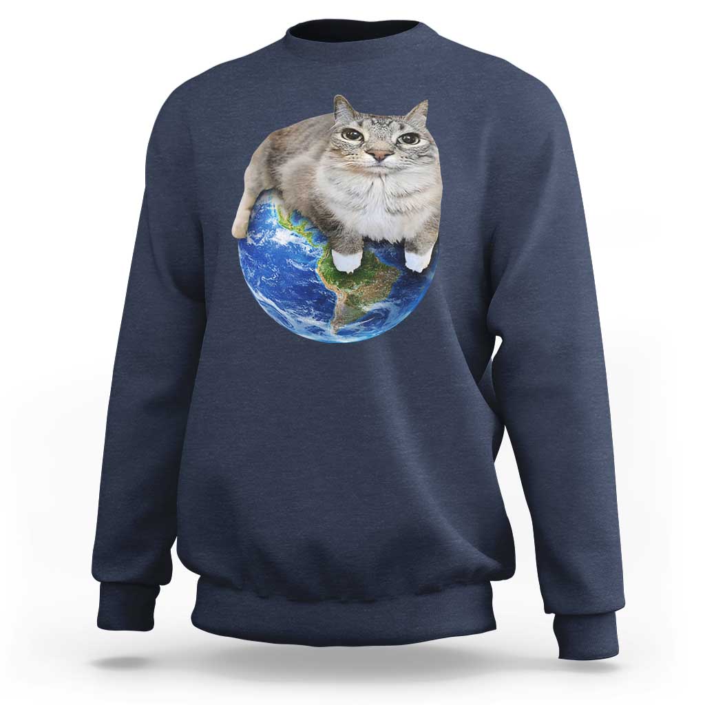 Earth Cat Silly Cat Meme Sweatshirt