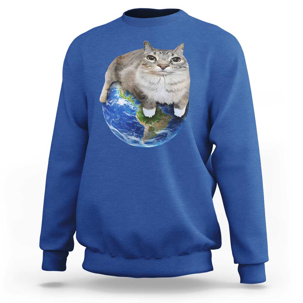 Earth Cat Silly Cat Meme Sweatshirt