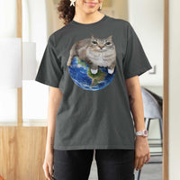 Earth Cat Silly Cat Meme T Shirt For Women