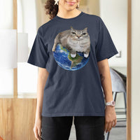 Earth Cat Silly Cat Meme T Shirt For Women