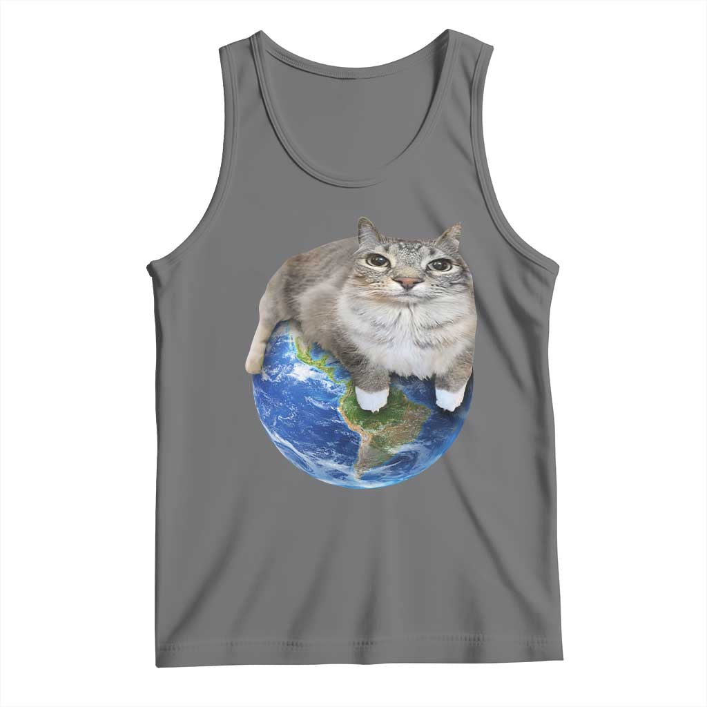 Earth Cat Silly Cat Meme Tank Top