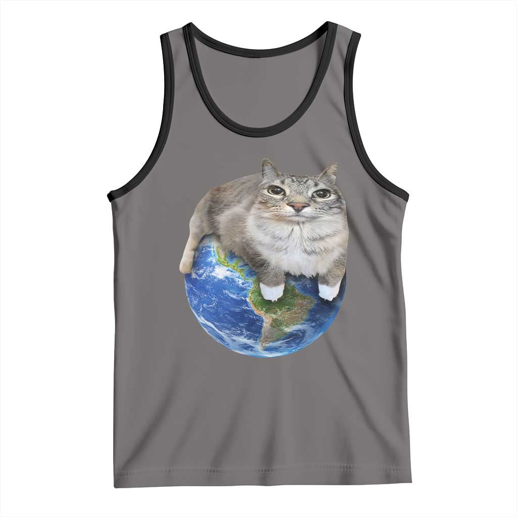 Earth Cat Silly Cat Meme Tank Top