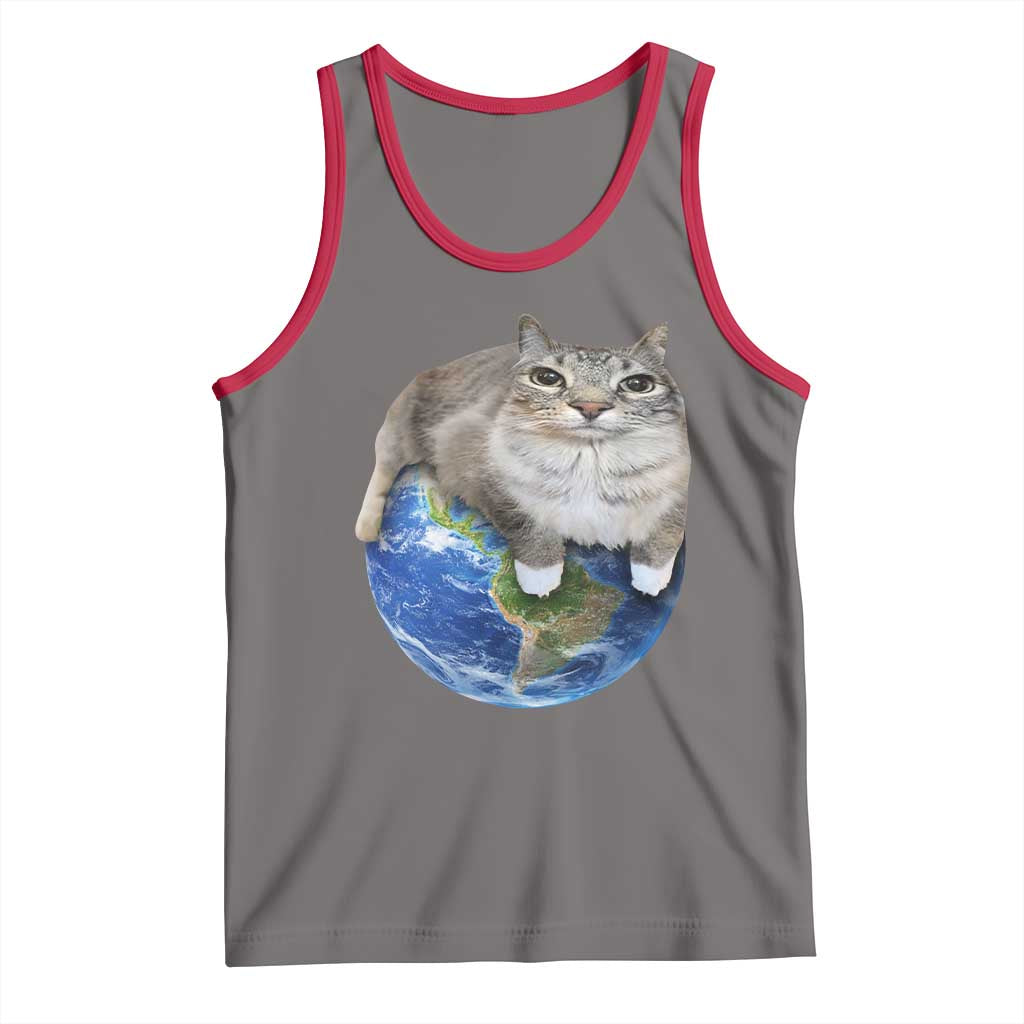 Earth Cat Silly Cat Meme Tank Top