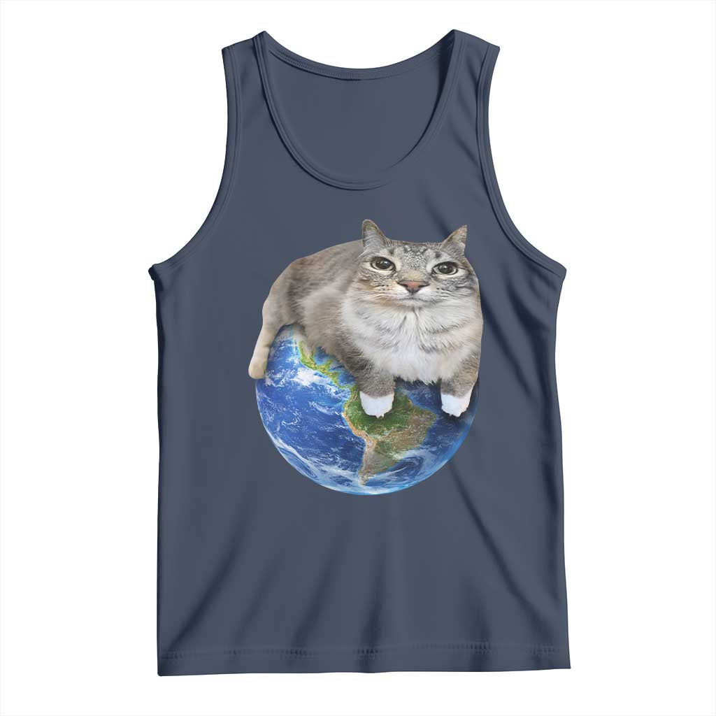 Earth Cat Silly Cat Meme Tank Top
