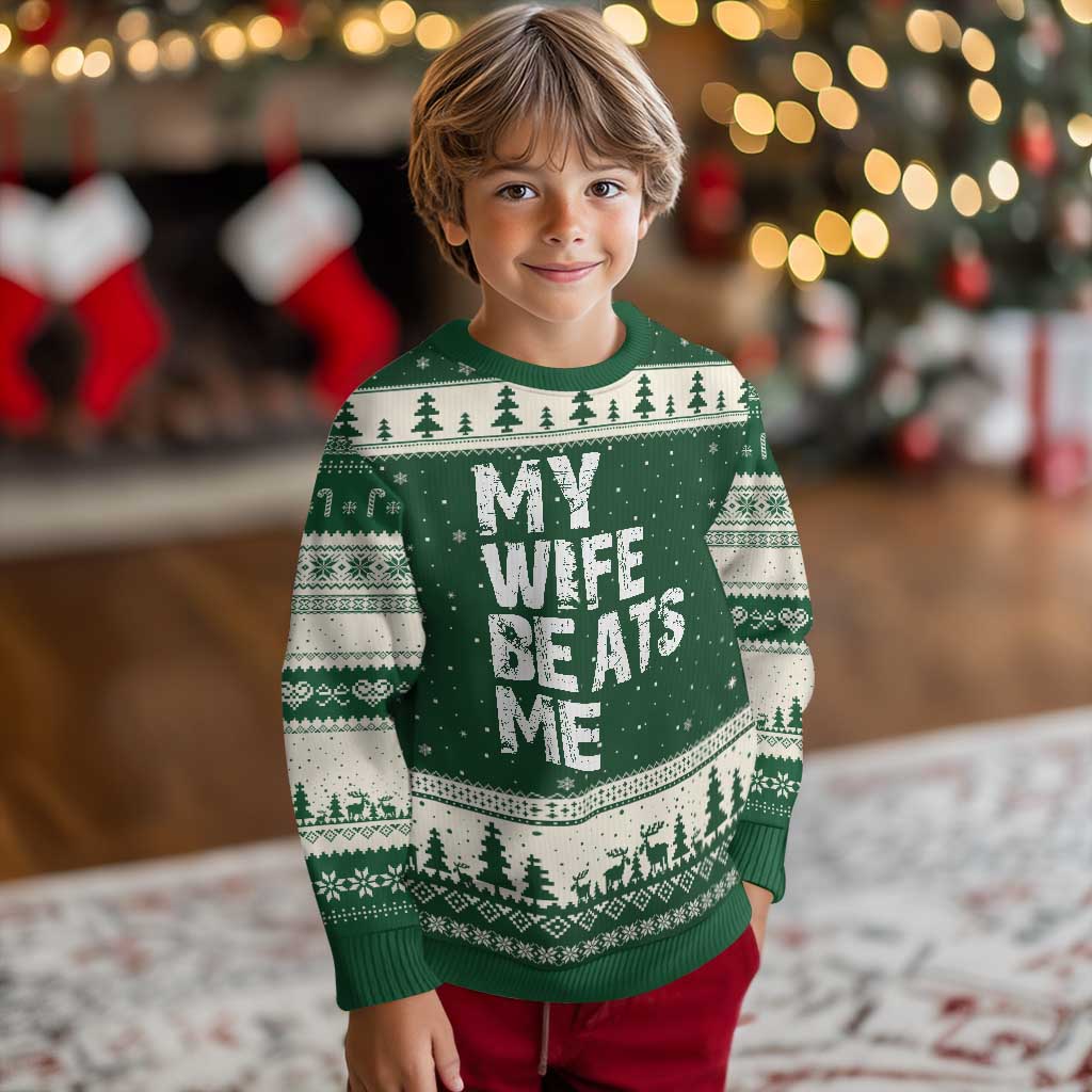 My Wife Beats Me Ugly Christmas Sweater Funny Husband Birthday Sarcastic - Wonder Print Shop