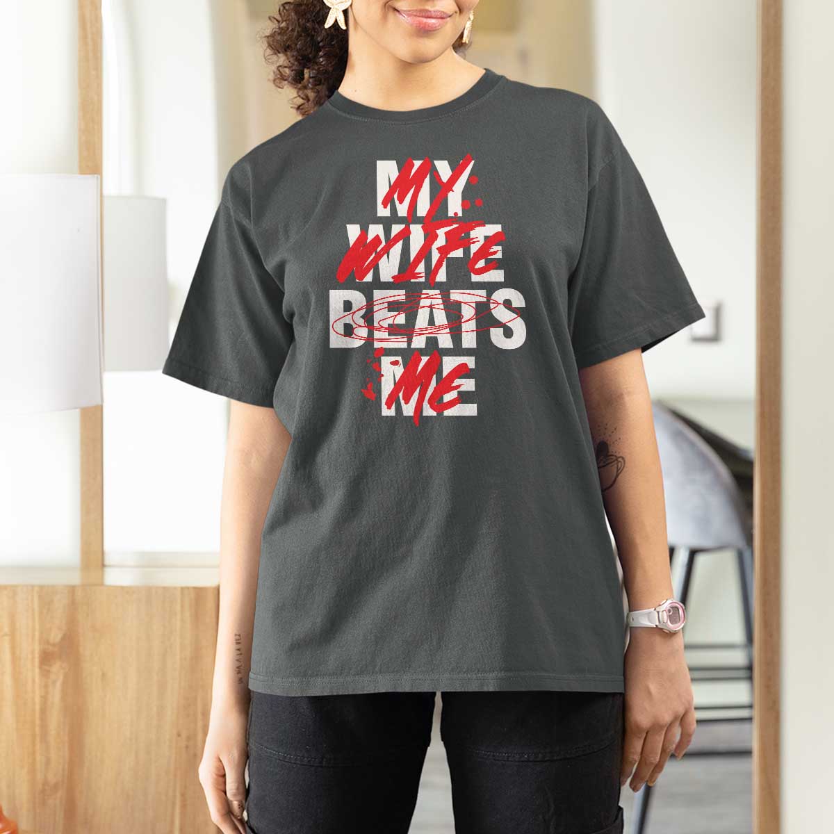 My Wife Beats Me T Shirt For Women Funny Husband Birthday Anniversary - Wonder Print Shop