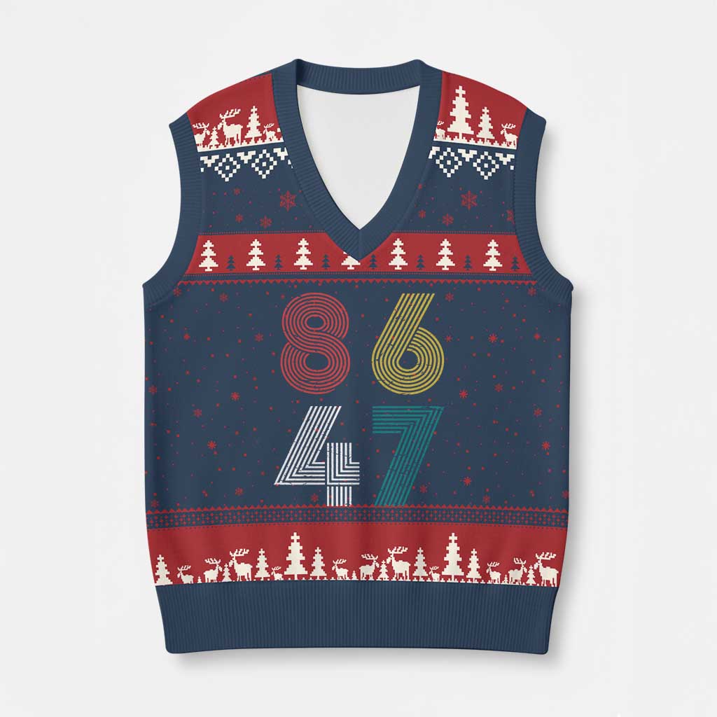 Retro 8647 V-Neck Knit Sweater Vest Classic Retro Vintage 80s Subtle FDT - Wonder Print Shop