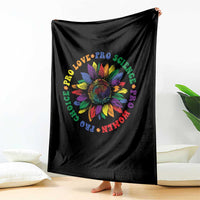 Pro Choice Women Rights Throw Blanket Equal Rights Multicolored Flowers - Wonder Print Shop