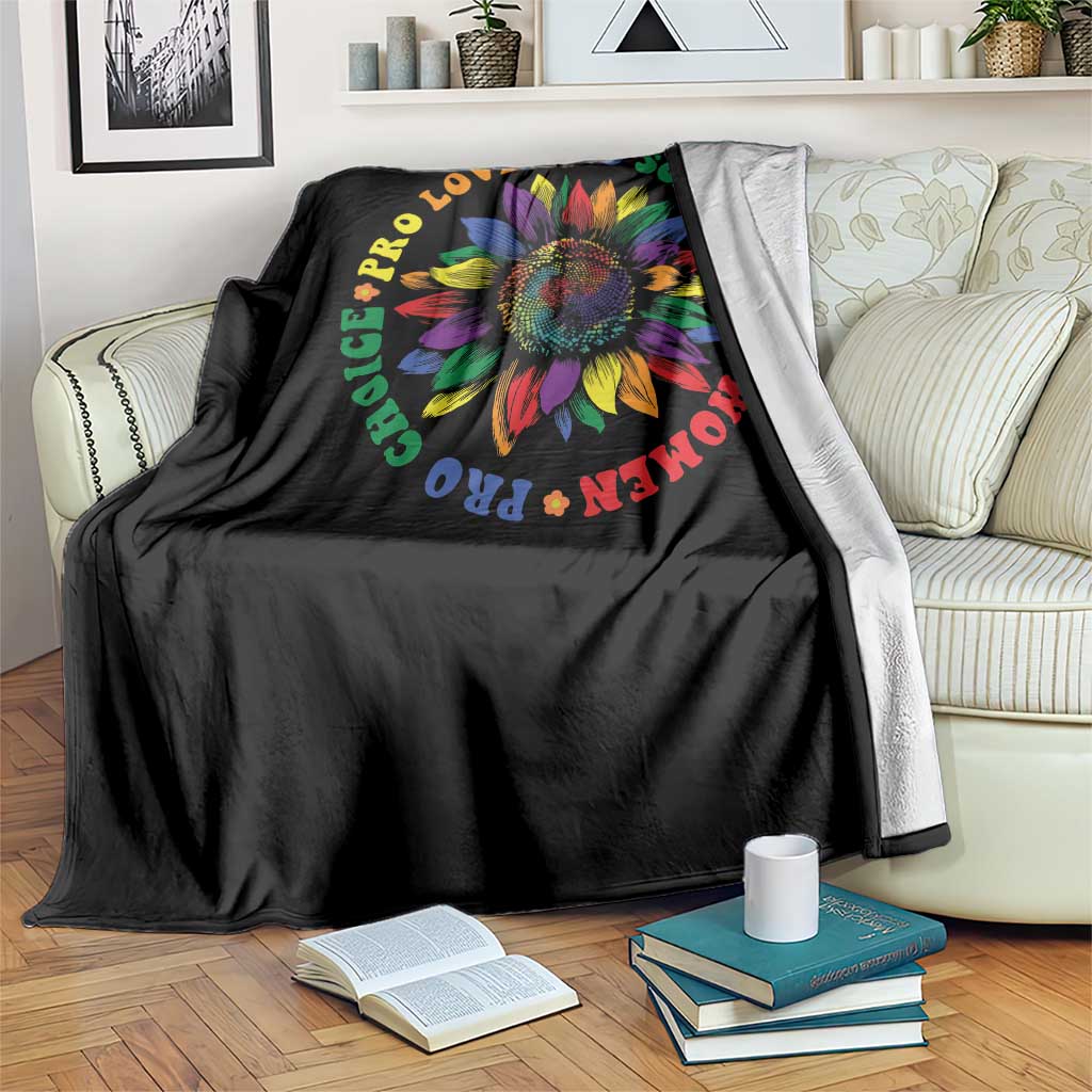 Pro Choice Women Rights Throw Blanket Equal Rights Multicolored Flowers - Wonder Print Shop