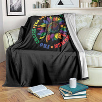 Pro Choice Women Rights Throw Blanket Equal Rights Multicolored Flowers - Wonder Print Shop