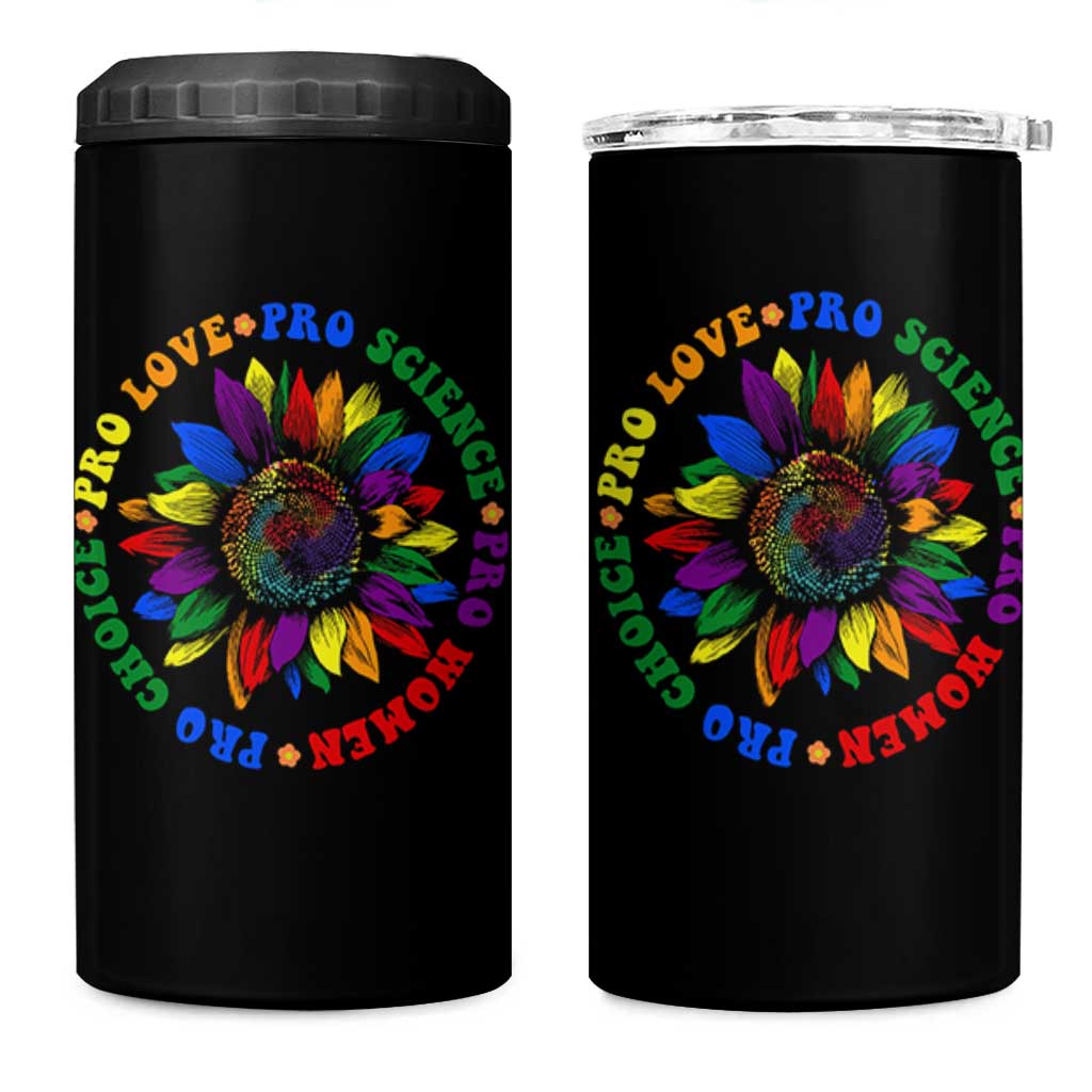 Pro Choice Women Rights 4 in 1 Can Cooler Tumbler Equal Rights Multicolored Flowers - Wonder Print Shop