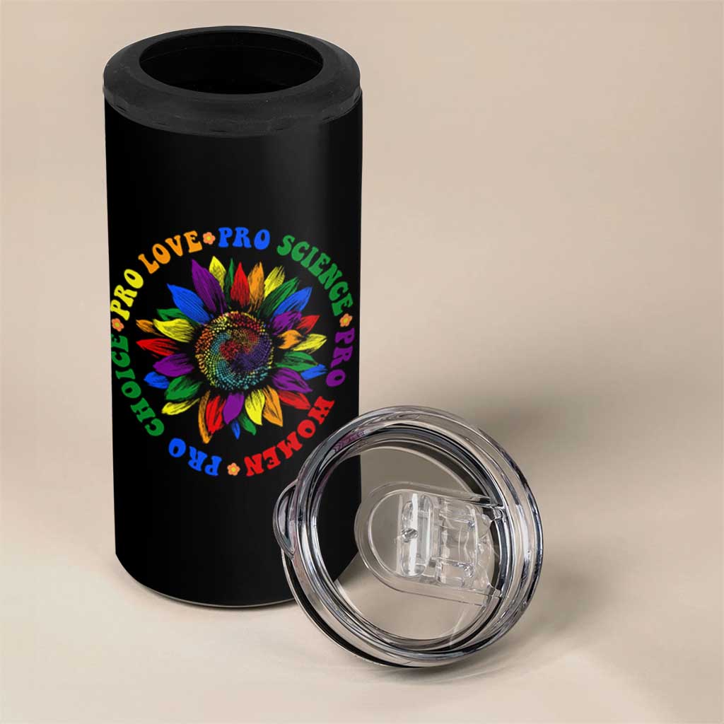 Pro Choice Women Rights 4 in 1 Can Cooler Tumbler Equal Rights Multicolored Flowers - Wonder Print Shop