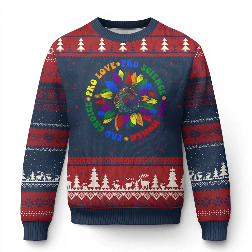 Pro Choice Women Rights Ugly Christmas Sweater Equal Rights Multicolored Flowers - Wonder Print Shop