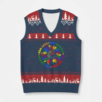 Pro Choice Women Rights V-Neck Knit Sweater Vest Equal Rights Multicolored Flowers - Wonder Print Shop