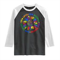 Pro Choice Women Rights Raglan Shirt Equal Rights Multicolored Flowers - Wonder Print Shop