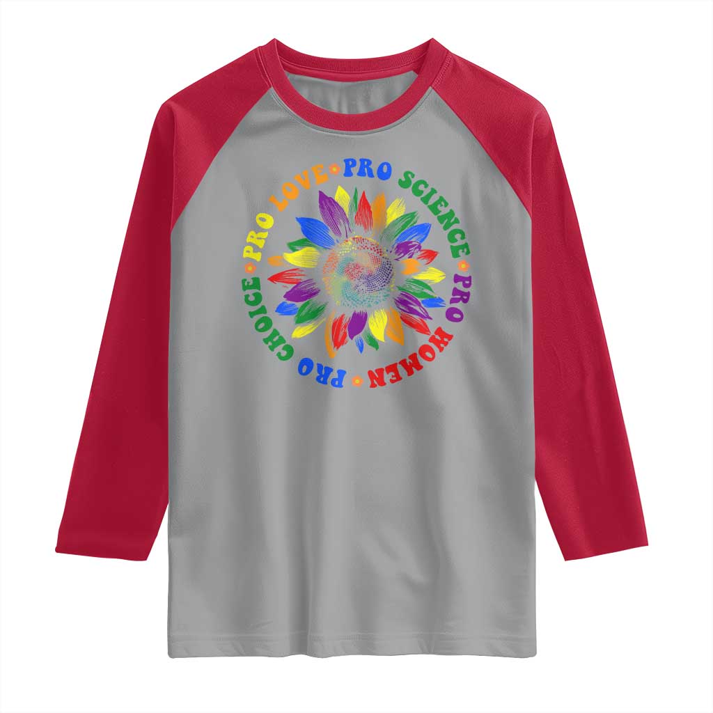 Pro Choice Women Rights Raglan Shirt Equal Rights Multicolored Flowers - Wonder Print Shop