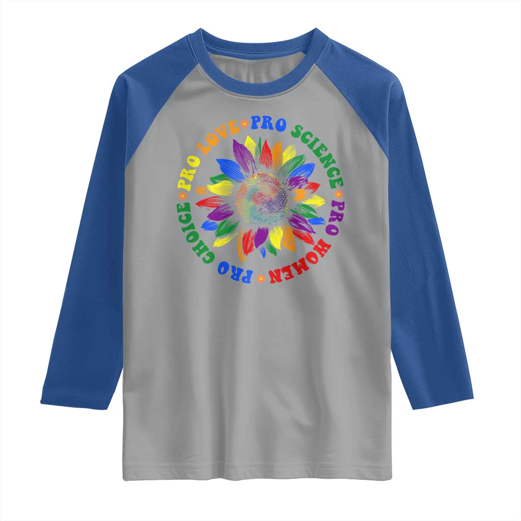 Pro Choice Women Rights Raglan Shirt Equal Rights Multicolored Flowers - Wonder Print Shop