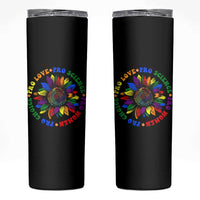 Pro Choice Women Rights Skinny Tumbler Equal Rights Multicolored Flowers - Wonder Print Shop