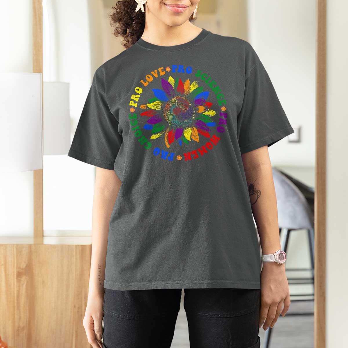 Pro Choice Women Rights T Shirt For Women Equal Rights Multicolored Flowers - Wonder Print Shop