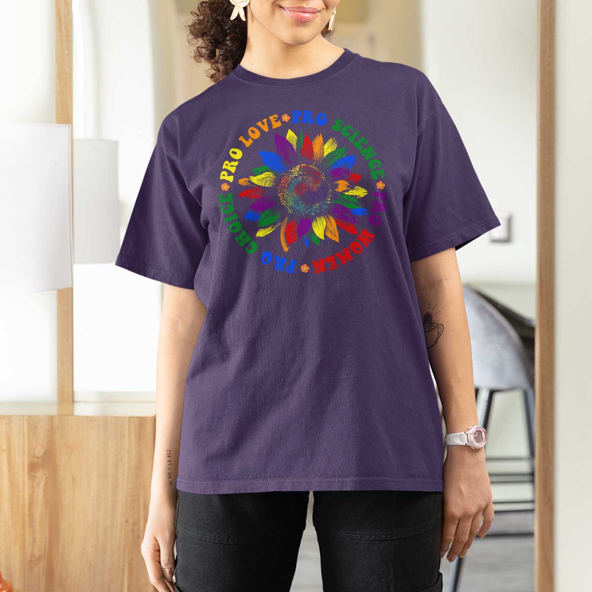 Pro Choice Women Rights T Shirt For Women Equal Rights Multicolored Flowers - Wonder Print Shop
