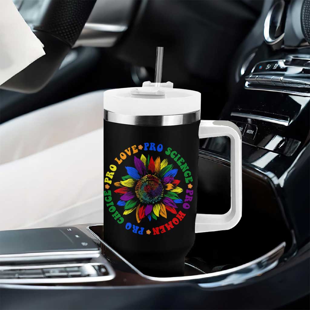 Pro Choice Women Rights Tumbler With Handle Equal Rights Multicolored Flowers - Wonder Print Shop