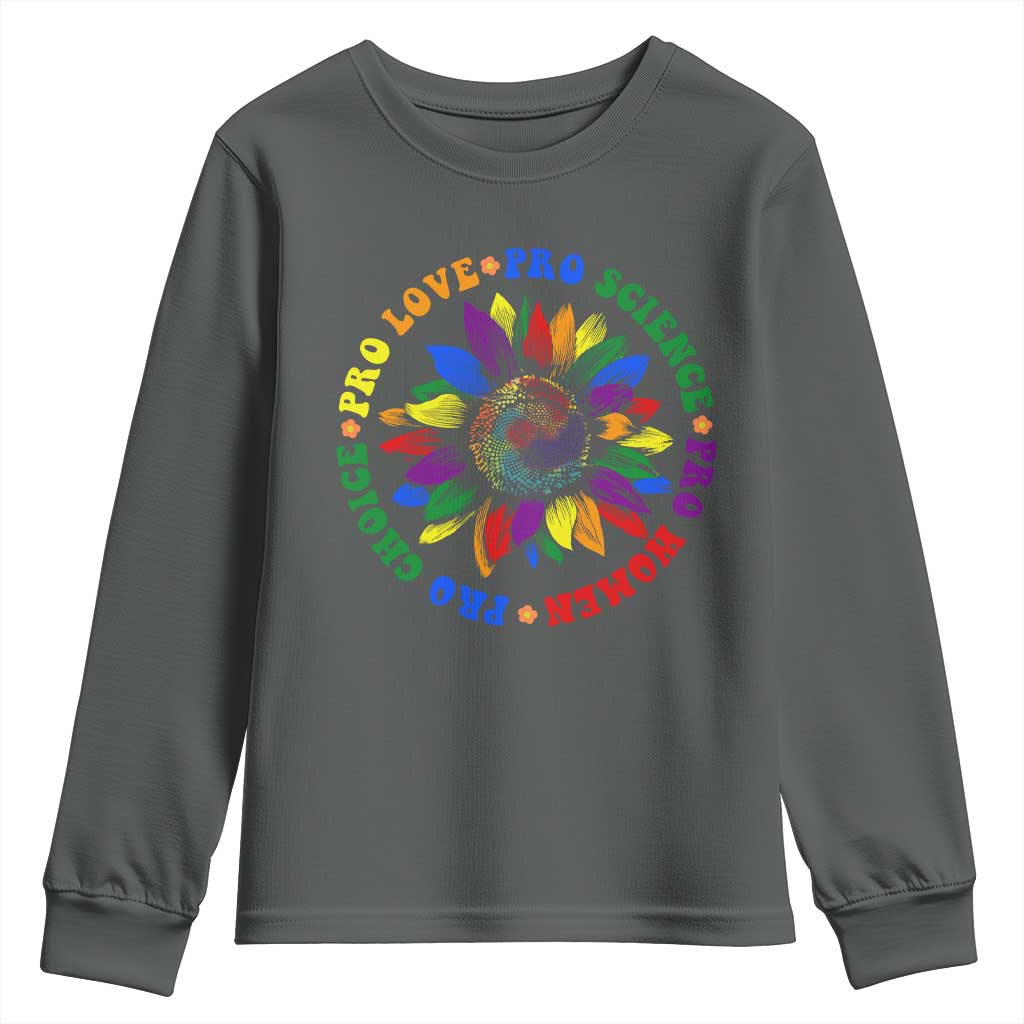 Pro Choice Women Rights Youth Sweatshirt Equal Rights Multicolored Flowers - Wonder Print Shop