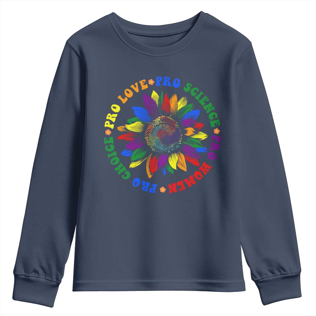 Pro Choice Women Rights Youth Sweatshirt Equal Rights Multicolored Flowers - Wonder Print Shop