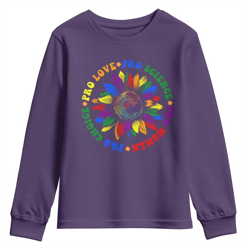 Pro Choice Women Rights Youth Sweatshirt Equal Rights Multicolored Flowers - Wonder Print Shop