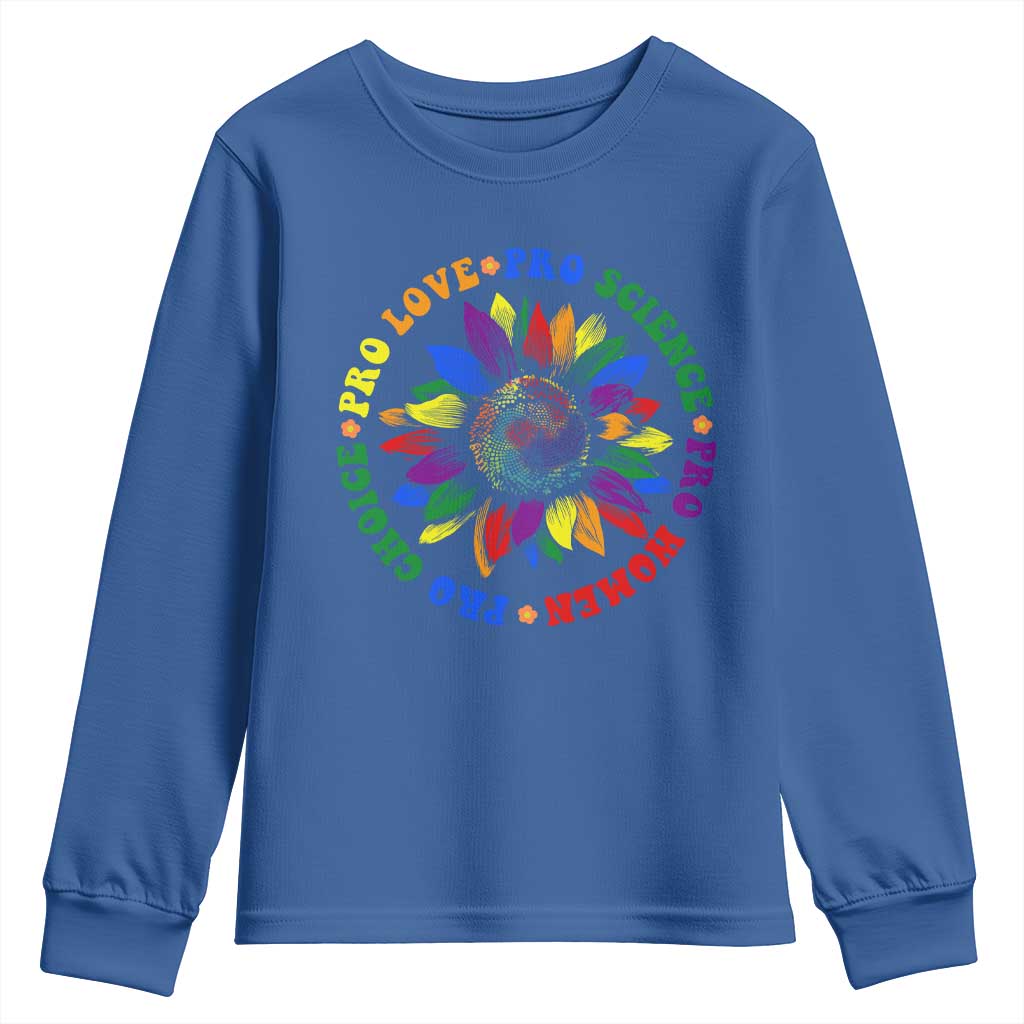 Pro Choice Women Rights Youth Sweatshirt Equal Rights Multicolored Flowers - Wonder Print Shop