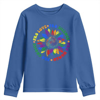 Pro Choice Women Rights Youth Sweatshirt Equal Rights Multicolored Flowers - Wonder Print Shop