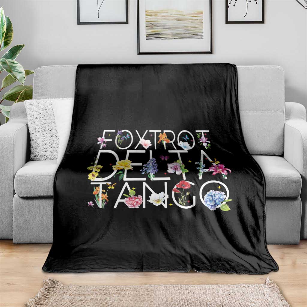 Subtle FDT Floral Throw Blanket Foxtrot Delta Tango Flower Resist