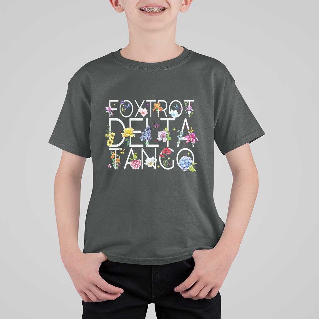 Subtle FDT Floral T Shirt For Kid Foxtrot Delta Tango Flower Resist