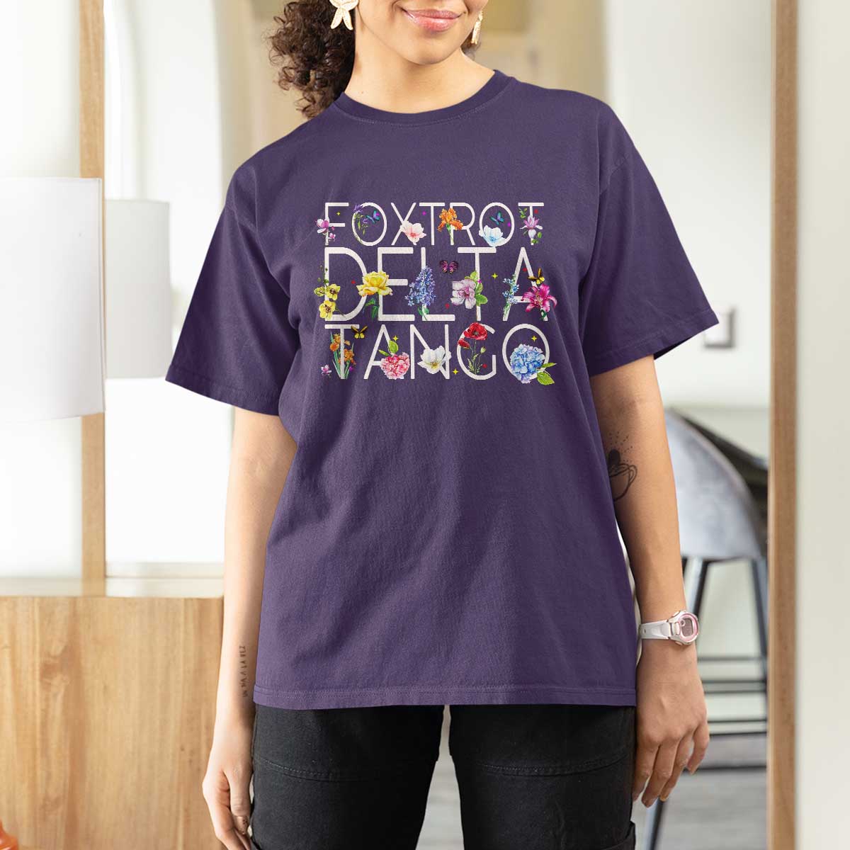 Subtle FDT Floral T Shirt For Women Foxtrot Delta Tango Flower Resist