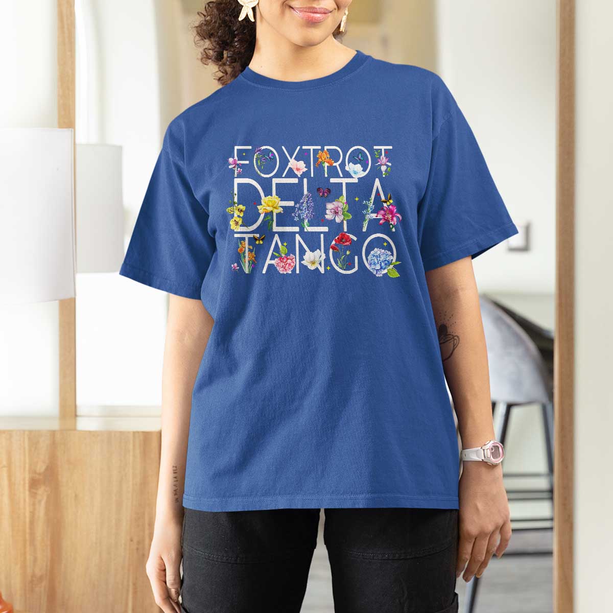 Subtle FDT Floral T Shirt For Women Foxtrot Delta Tango Flower Resist