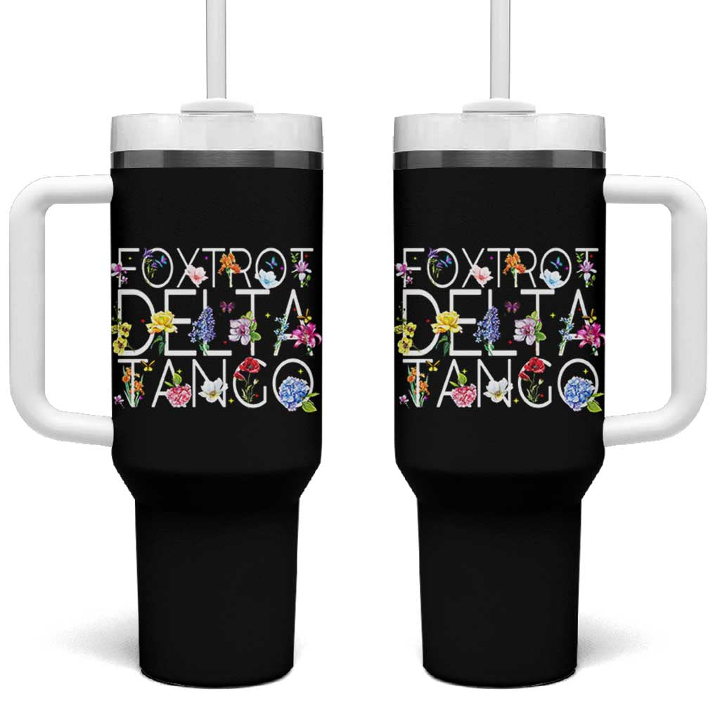 Subtle FDT Floral Tumbler With Handle Foxtrot Delta Tango Flower Resist