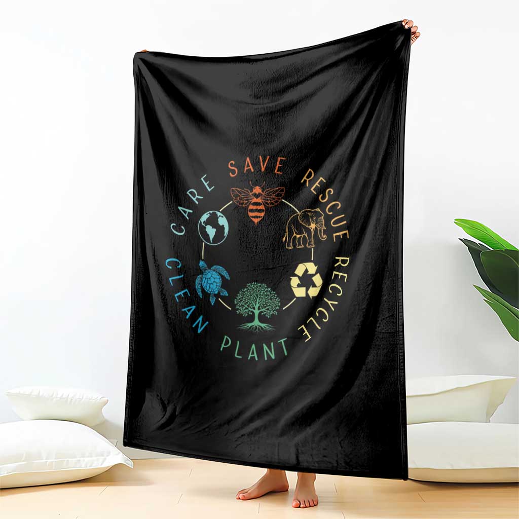 Earth Day Environment Throw Blanket Save Bees Rescue Animals Recycle Plastic