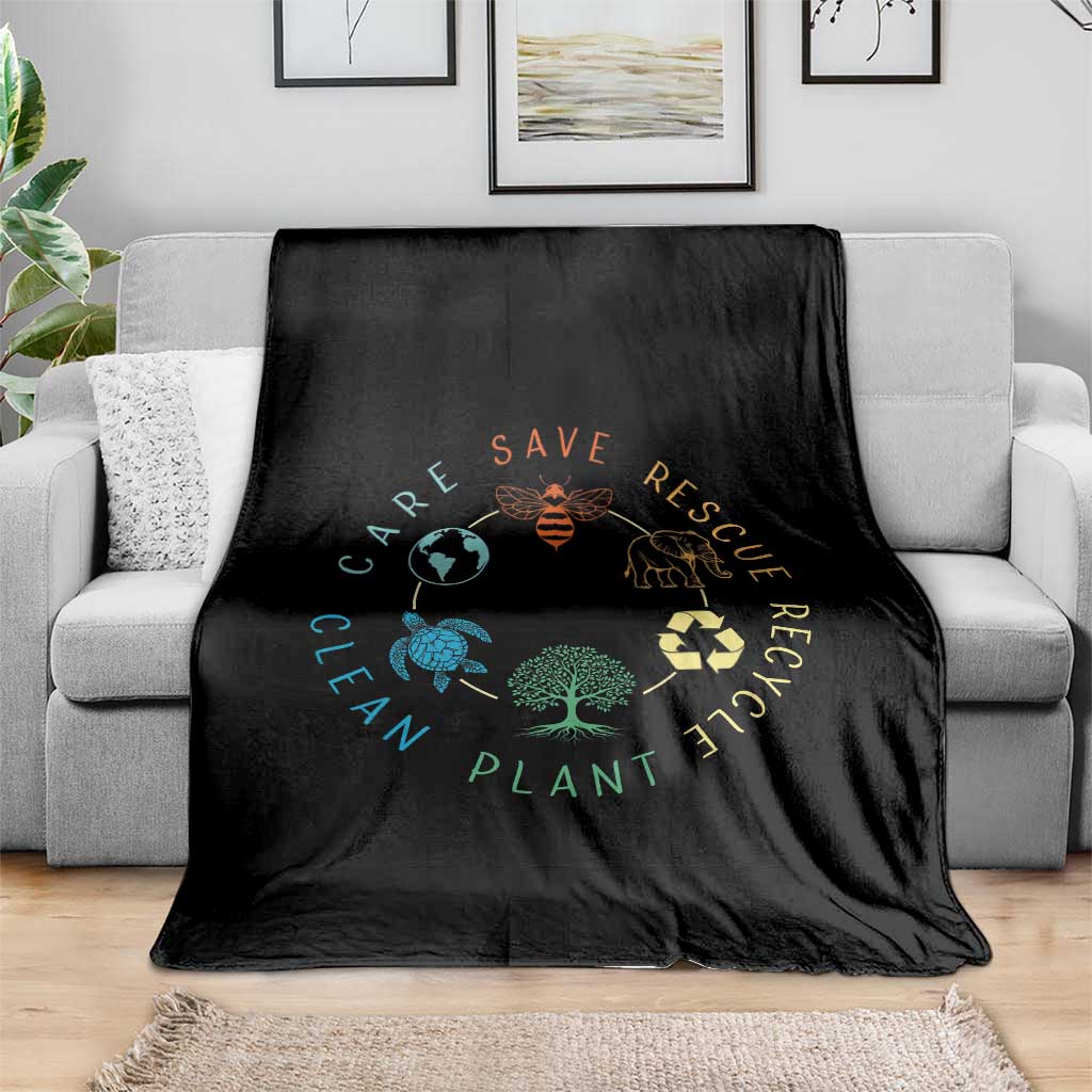 Earth Day Environment Throw Blanket Save Bees Rescue Animals Recycle Plastic