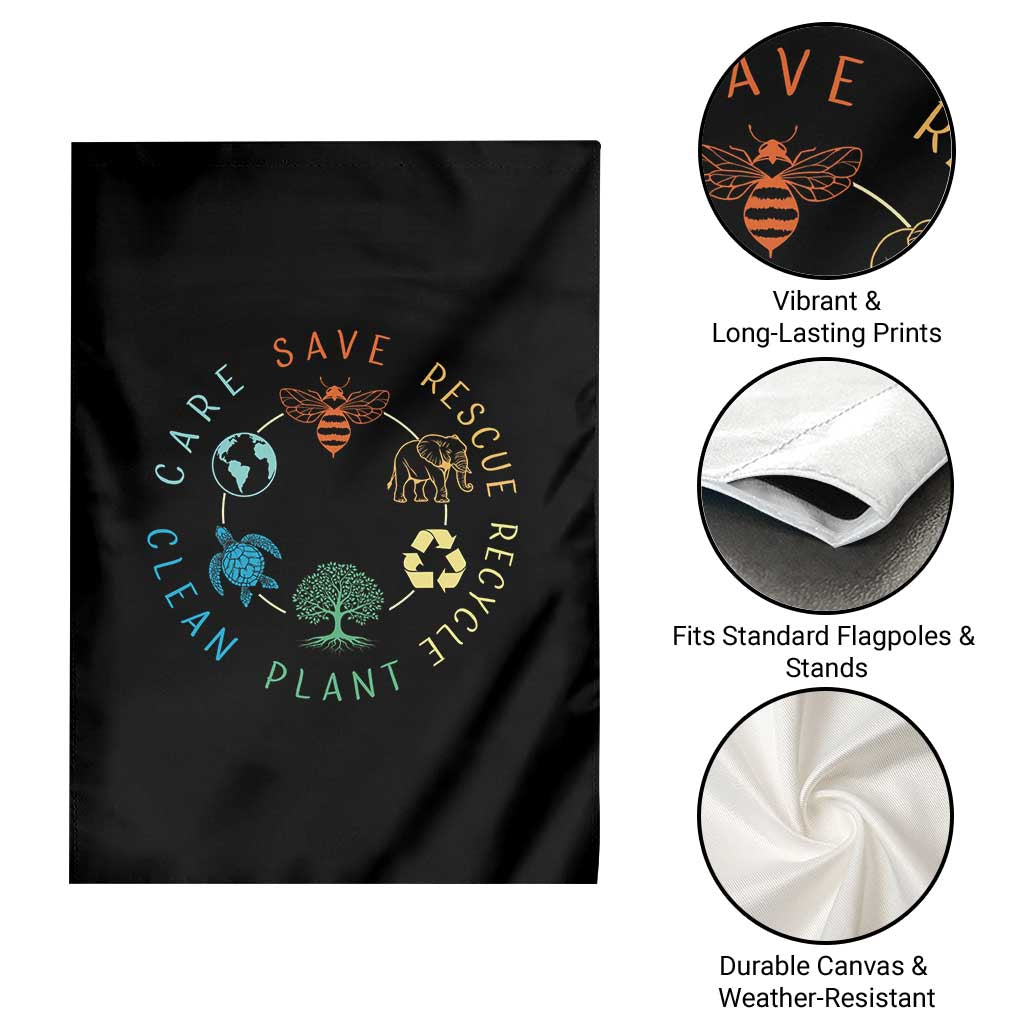 Earth Day Environment Garden Flag Save Bees Rescue Animals Recycle Plastic