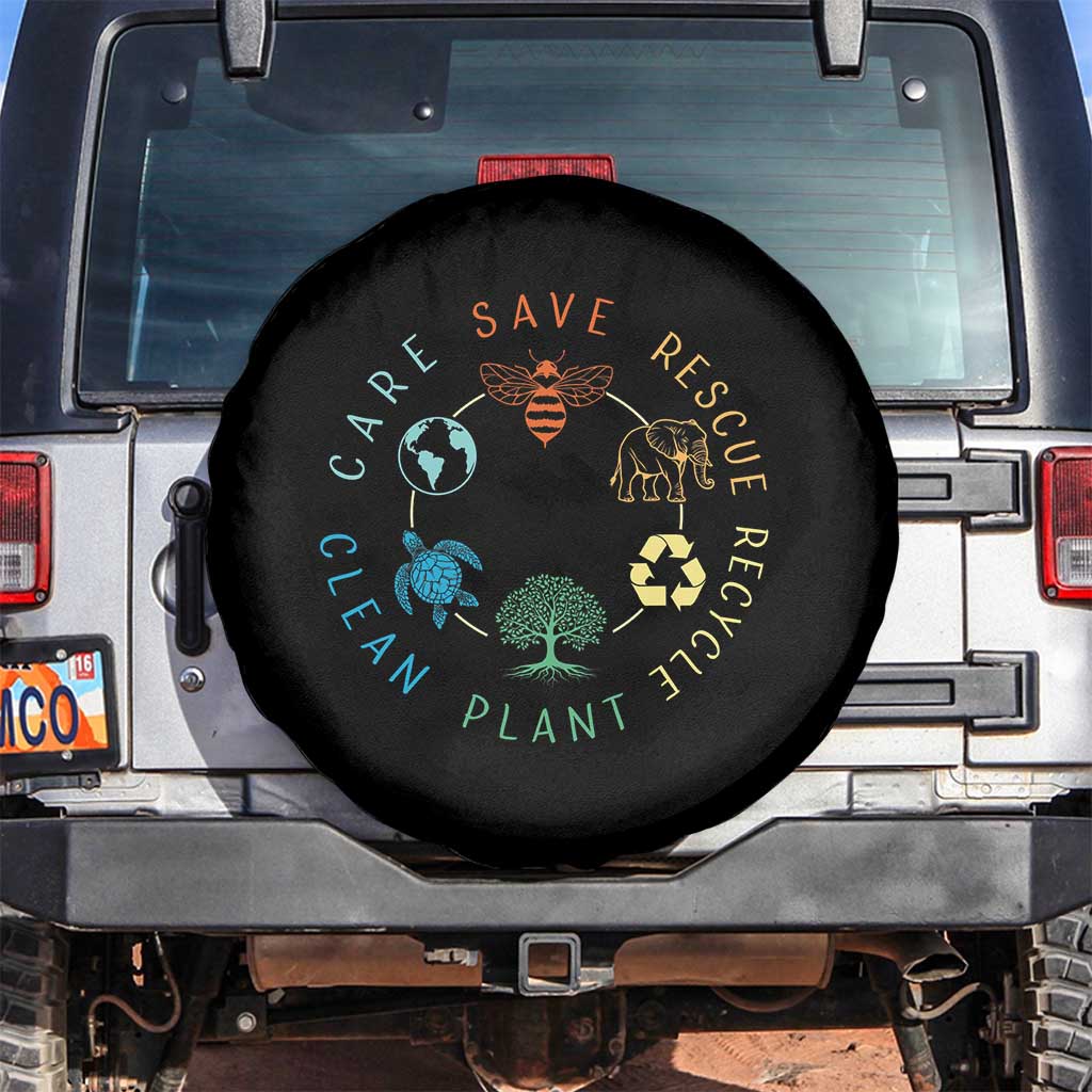 Earth Day Environment Spare Tire Cover Save Bees Rescue Animals Recycle Plastic