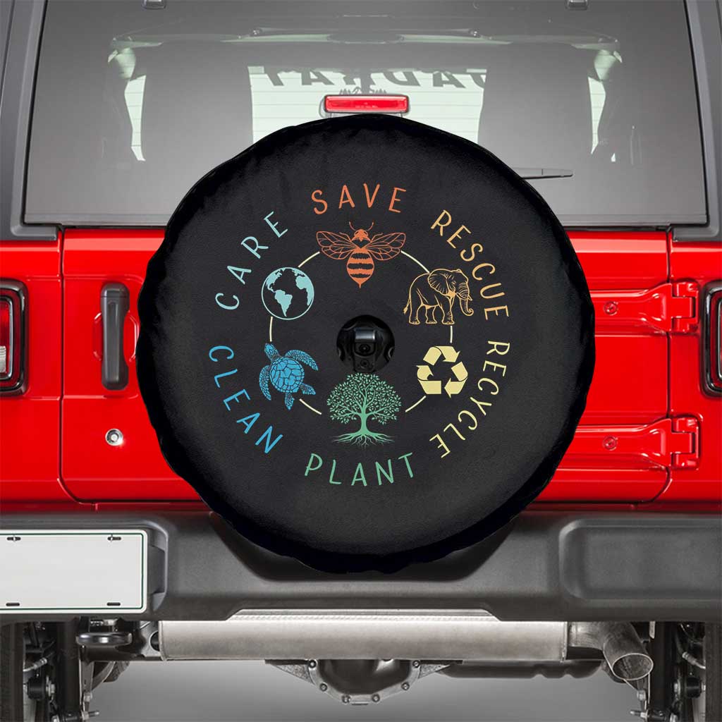 Earth Day Environment Spare Tire Cover Save Bees Rescue Animals Recycle Plastic
