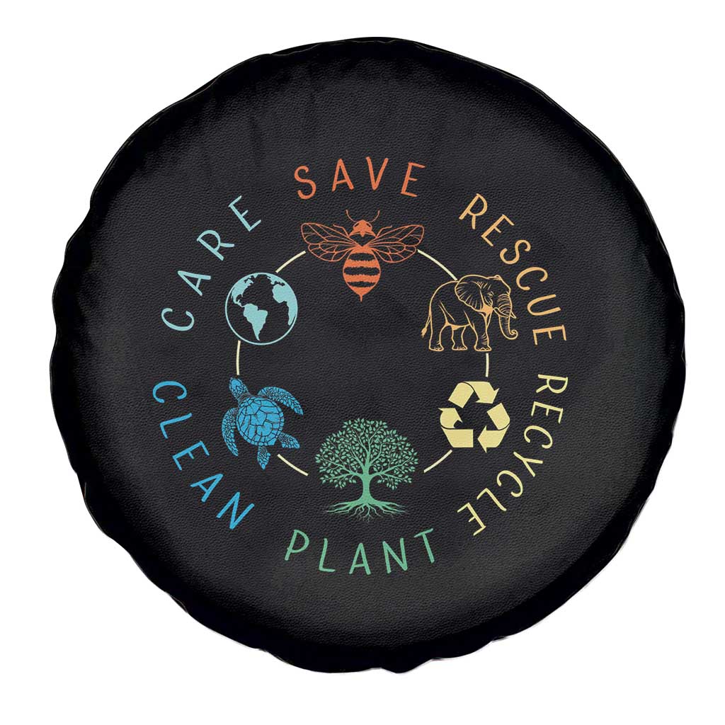Earth Day Environment Spare Tire Cover Save Bees Rescue Animals Recycle Plastic