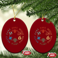 Earth Day Environment Ceramic Ornament Save Bees Rescue Animals Recycle Plastic