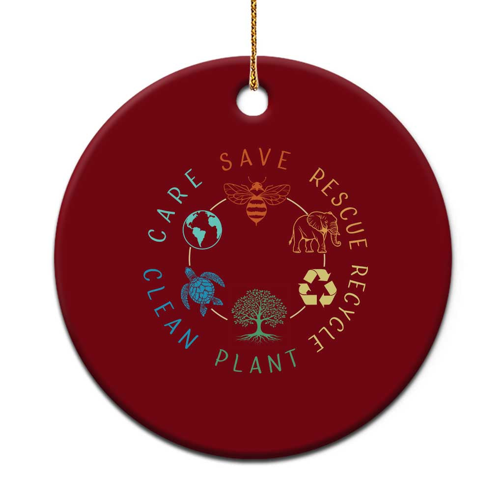 Earth Day Environment Ceramic Ornament Save Bees Rescue Animals Recycle Plastic